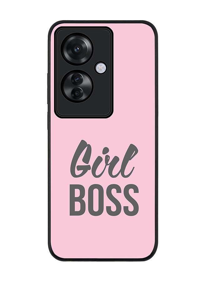 Stylizedd Rugged Black edge case for Oppo Reno11 F / Oppo F25 Pro 5G, Slim fit Soft Case Flexible Rubber Edges Anti Drop TPU Gel Thin Cover -  Girl Boss (Pink) - Image 1