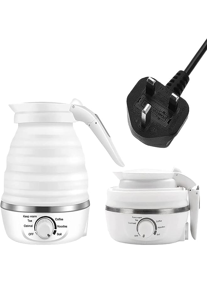 PROMASS Kettle Electric, Foldable Kettle, Adjustable Temperature Travel Kettle, Food Grade Silicone with Dual Voltage Detachable Power Cord for Camping and Hiking, 110-220V (White) - Image 1