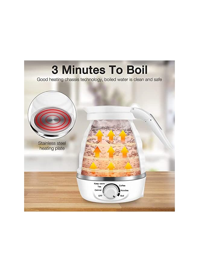 PROMASS Kettle Electric, Foldable Kettle, Adjustable Temperature Travel Kettle, Food Grade Silicone with Dual Voltage Detachable Power Cord for Camping and Hiking, 110-220V (White) - Image 4