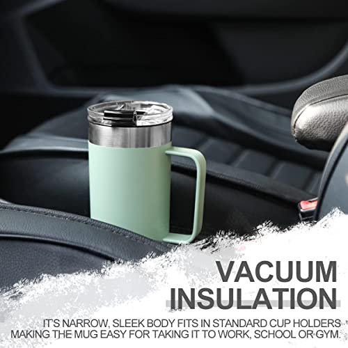 Life's Easy 20oz Stainless Steel Mug w/Handle - Double Wall Insulated Travel Tumbler w/Flip Lid - Leak Proof Tumbler-Thermal Cup for Coffee, Tea & More - Keep Hot & Cold Drinks (Mint Green, 20 oz) - Image 5