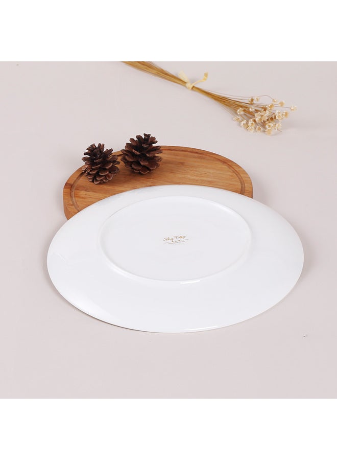 Sky Top Ceramic Plate, Bone China Western-style Plate, Large Steak Plate, Dumpling Plate, For Home And Hotel Use, Pure White, 10 Inches, Moonlight Shape - Image 3