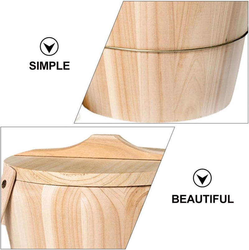 Abaodam Wooden Rice Steamed Bucket with Lid, Cedar Kitchen Steamer for Home Cooking, Food-grade Rice Storage Barrel Set with Spoon and Steaming Cloth Random Style - Image 3