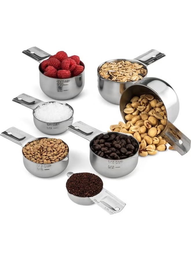 عربست مجموعة أكواب قياس مكونة من 7 أكواب، قابلة للتكديس، 304 من الفولاذ المقاوم للصدأ الممتاز، أدوات مطبخ لقياس المكونات السائلة والجافة والطبخ والخبز - Image 1