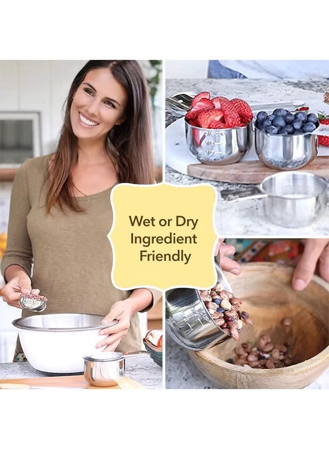 عربست مجموعة أكواب قياس مكونة من 7 أكواب، قابلة للتكديس، 304 من الفولاذ المقاوم للصدأ الممتاز، أدوات مطبخ لقياس المكونات السائلة والجافة والطبخ والخبز - Image 4