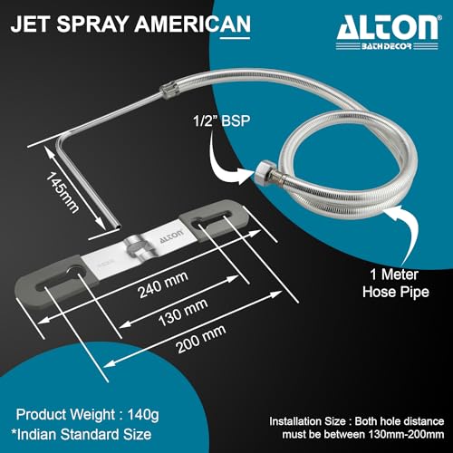 ALTON ALD245, 1 Meter Jet Spray American | Hands-Free Jet Spary for Toilet | Silver - Image 2