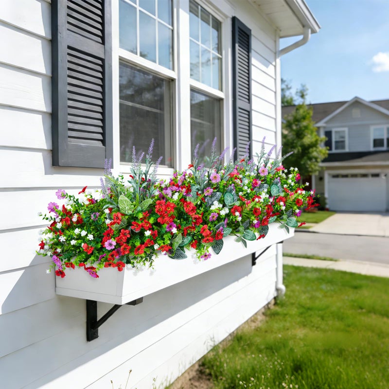 Hrobek Fake Artificial Flowers for Outdoors Faux Plants Outside Indoor,Realistic UV Resistant Silk Flower for Home Patio Garden Back Yard Front Porch Decor Spring Summer(12 Bunches) - Image 4