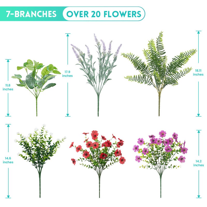 Hrobek Fake Artificial Flowers for Outdoors Faux Plants Outside Indoor,Realistic UV Resistant Silk Flower for Home Patio Garden Back Yard Front Porch Decor Spring Summer(12 Bunches) - Image 3