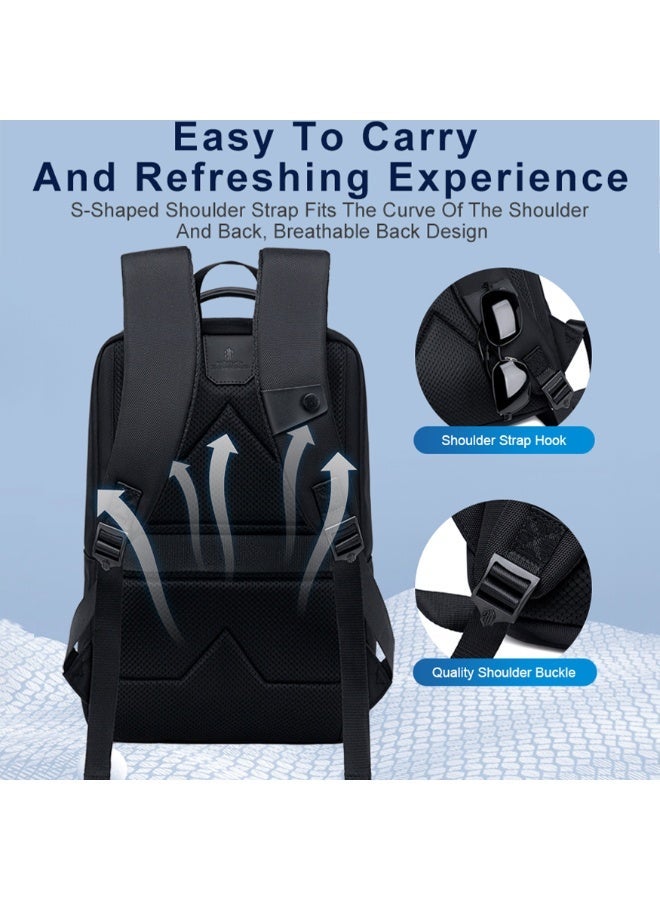 ARCTIC HUNTER 16 Inch Slim Laptop Backpack Water Resistant Anti-Theft Daypack for Business Casual Travel for Men Women, B00681, Black - Image 4