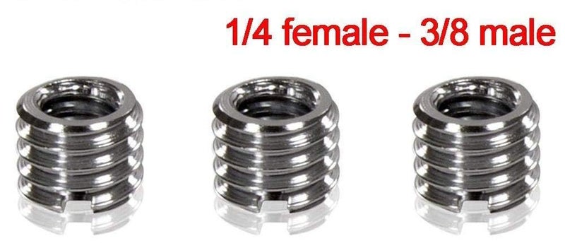 Hanumex Heavy Duty Metal Tripod Screw Adapter Converter, 1/4 Inch to 3/8 Inch and 3/8 Inch to 1/4 Inch Reducer Bushing Set for Tripods, Monopods, Ball Heads and Video Lights, Pack of 4 - Image 2