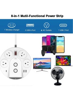 Generic 20W USB C PD Power Strip Surge Protector with Wireless Charger Tower, Travel Power Strip Delivery Charging with USB C for Phone Laptops Desk Office , 1 USB C/2 USB A Ports/4 AC Outlets Plug (UK Plug)  - Image 2