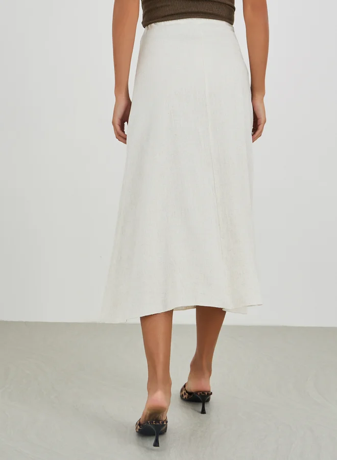 Styli Styli Solid Mid Rise A-Line Midi Skirt