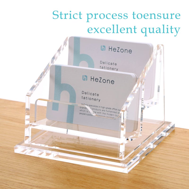 HeZone Business Card Holder for Desk Display, Clear Acrylic Office Supplies, Cards organizer Stand 2 Slot 1 Pack (2 Grid H) - Image 4
