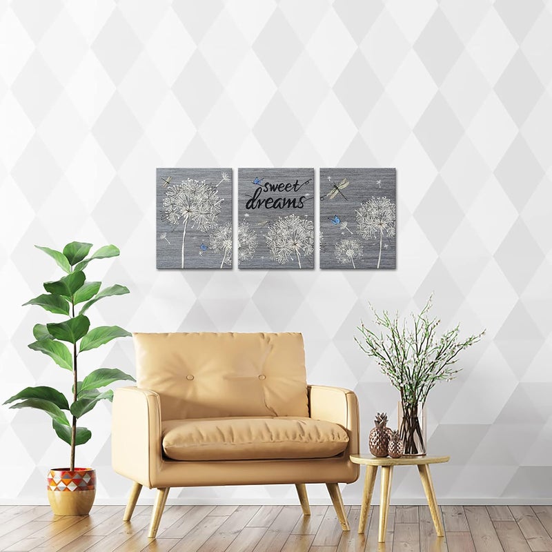 Kalormore 3 Panel Dandelion and Butterfly Canvas Art - Image 3