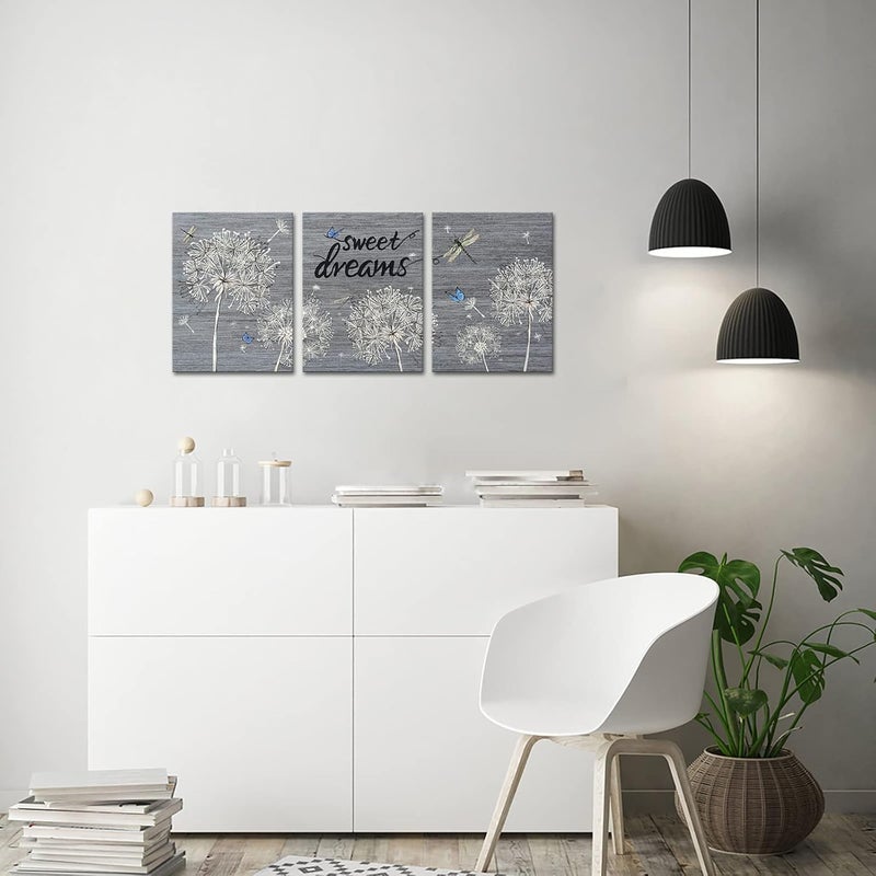 Kalormore 3 Panel Dandelion and Butterfly Canvas Art - Image 2
