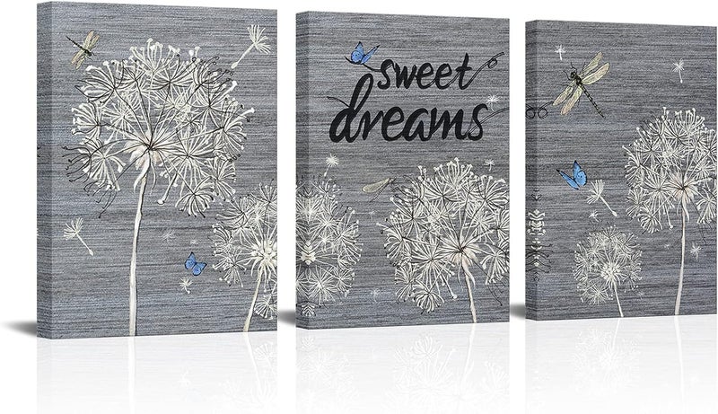 Kalormore 3 Panel Dandelion and Butterfly Canvas Art - Image 1