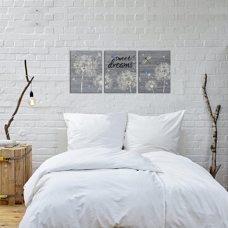 Kalormore 3 Panel Dandelion and Butterfly Canvas Art - Image 4