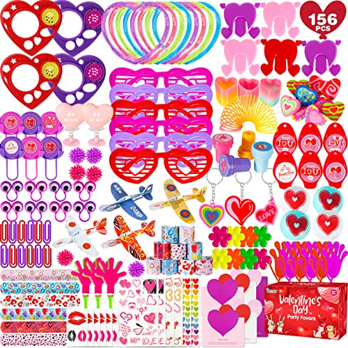 Thuodo 156 Pcs Valentines Day Party Favor Toys Assortment Classroom Exchange Gifts Mini Toys Stickers Stampers School Party Prizes for Boys Girls - Image 1