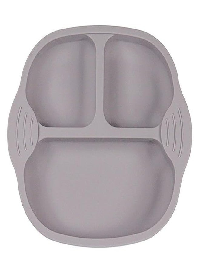FIKKANI Toddler Silicone Suction Plates for Baby Kids| Divided Unbreakable Baby Feeding Plate| Non-Slip| Non-Toxic| BPA Free| Dishwasher and Microwave Safe| Pack of 1 (Grey) - Image 1