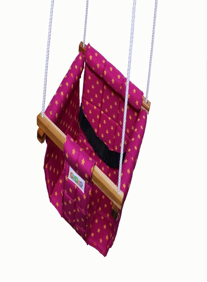 Mihad Swing for Kids - Baby Swing - Cotton Cloth and Wooden Hanging Swing for Babies - Indoor/Outdoor jhula for Baby. (Ruby Red) - Image 2