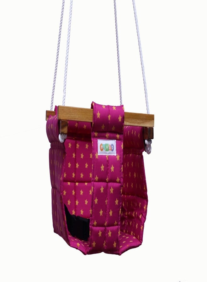 Mihad Swing for Kids - Baby Swing - Cotton Cloth and Wooden Hanging Swing for Babies - Indoor/Outdoor jhula for Baby. (Ruby Red) - Image 1
