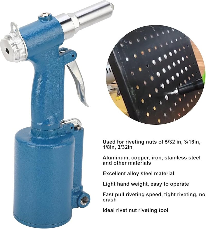 مجموعة أدوات مسدس برشام هوائي هيدروليكي مع 5 ماندريل مقاس 32 بوصة، 3 ماندريل مقاس 16 بوصة، 1 ماندريل مقاس 8 بوصة، 3 ماندريل مقاس 32 بوصة - Image 3