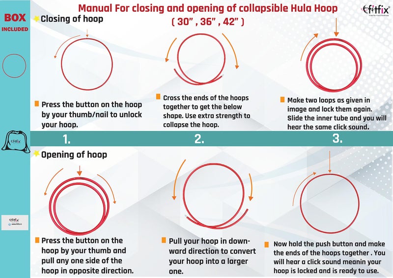 FitFix 36" Collapsible Helix Dual Colour Hula Hoop – Lightweight, Durable, and Portable Fitness Hoop for Adults & Kids. Includes Carry Bag. Perfect for Exercise, Yoga, Flow Arts & Travel (Pack of 2). - Image 4