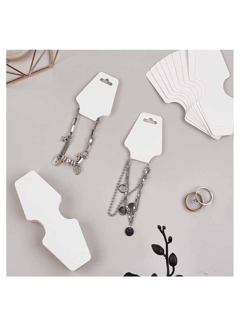 Jewelry Display Cards for Necklaces and Bracelets, Blank Kraft Paper Price Tags and Hang Tags, 200 Pcs White Card Holders for Packaging Accessories - Image 4