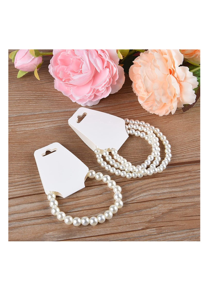 Jewelry Display Cards for Necklaces and Bracelets, Blank Kraft Paper Price Tags and Hang Tags, 200 Pcs White Card Holders for Packaging Accessories - Image 3