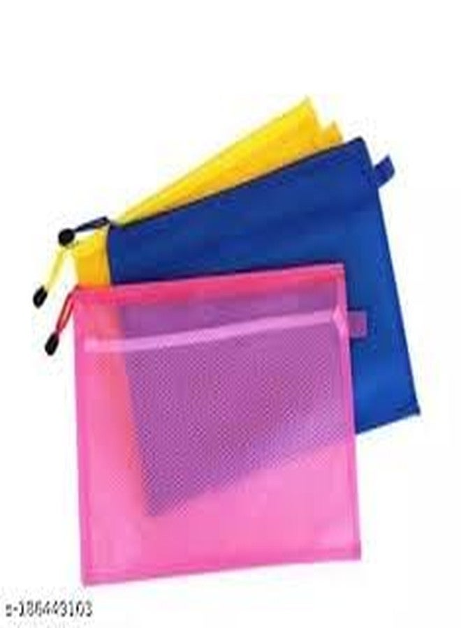 TechNart Waterproof Zipper Pouches Document Holder/Pen Pencil Case/Stationery Storage Bags/Cosmetic Pouch/Travel Organizer (24cm X 16cm) Multicolour (5 Pack) - Image 3
