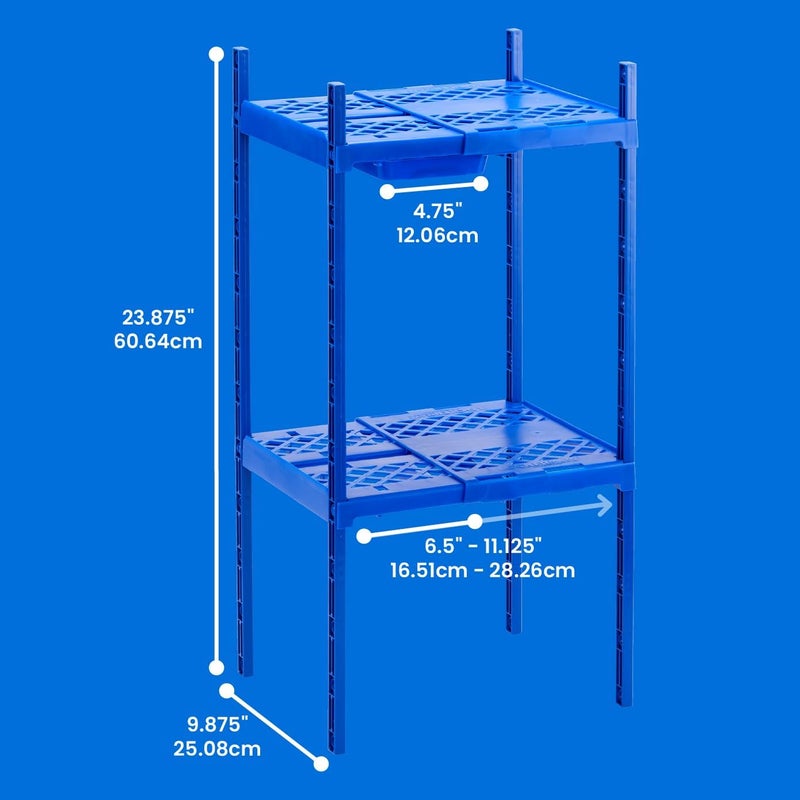 LockerMate Double Locker Shelf Adjustable Width and Height to Fit Most School Lockers Blue - Image 2