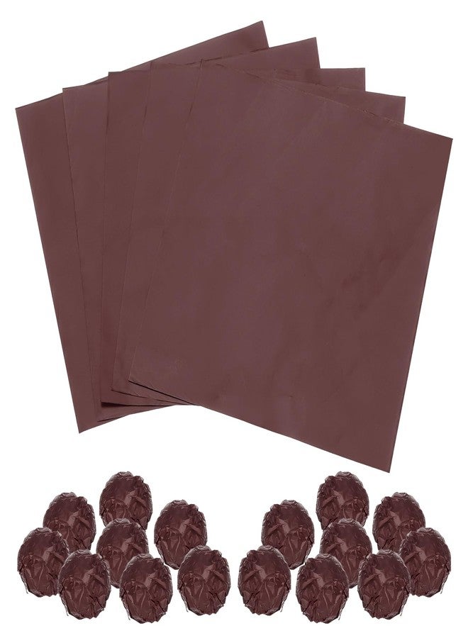MECCANIXITY 100 Pcs Brown Chocolate Foil Wrappers, 3" x 3" Glossy Texture Aluminum Foil Wrapping Paper for DIY Candies, Parties, Weddings - Image 1