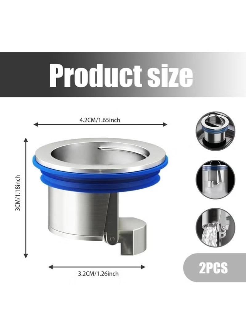 Anti Odor Floor Drain Plug, 2 Pcs Anti-Clogging Floor Drain Core, Toilet Floor Drain Deodorizing Core Tub Drain Stopper, Backflow Preventer Sewer Core Floor Strainers Plug for Bathroom - Image 1