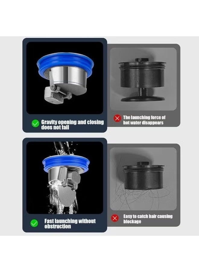 Anti Odor Floor Drain Plug, 2 Pcs Anti-Clogging Floor Drain Core, Toilet Floor Drain Deodorizing Core Tub Drain Stopper, Backflow Preventer Sewer Core Floor Strainers Plug for Bathroom - Image 5