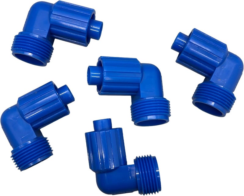Olson Irrigation EZ-ELL Swing Joing Connector, Male NPT Thread 1/2" or 3/4", Blue, 90-Degree Street Elbow for 0.50 ID Tubing (3/4") - Image 3