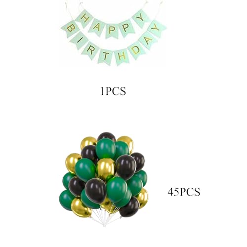 SOI Happy Birthday Decoration Items - Pack of 46, Birthday Decorations Kit | Green And Black Balloons For Decoration | Birthday Decorations for Husband | Golden Balloons For Decoration - Image 2