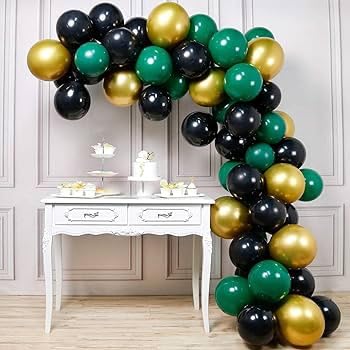 SOI Happy Birthday Decoration Items - Pack of 46, Birthday Decorations Kit | Green And Black Balloons For Decoration | Birthday Decorations for Husband | Golden Balloons For Decoration - Image 3