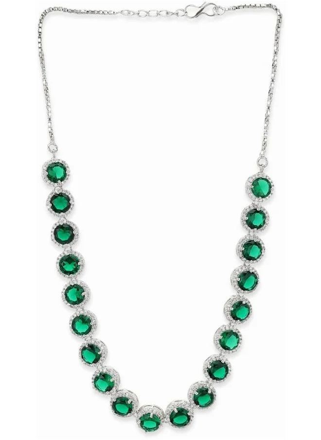 فويلا Sparkling Elegance Emerald Hued CZ Jewellery Set