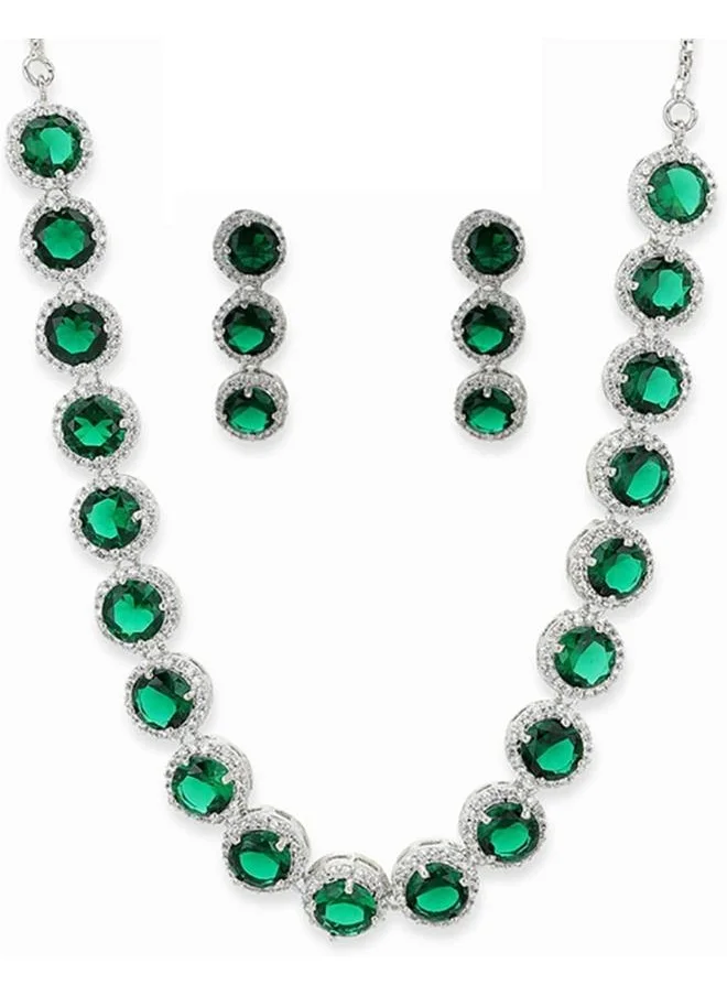 فويلا Sparkling Elegance Emerald Hued CZ Jewellery Set