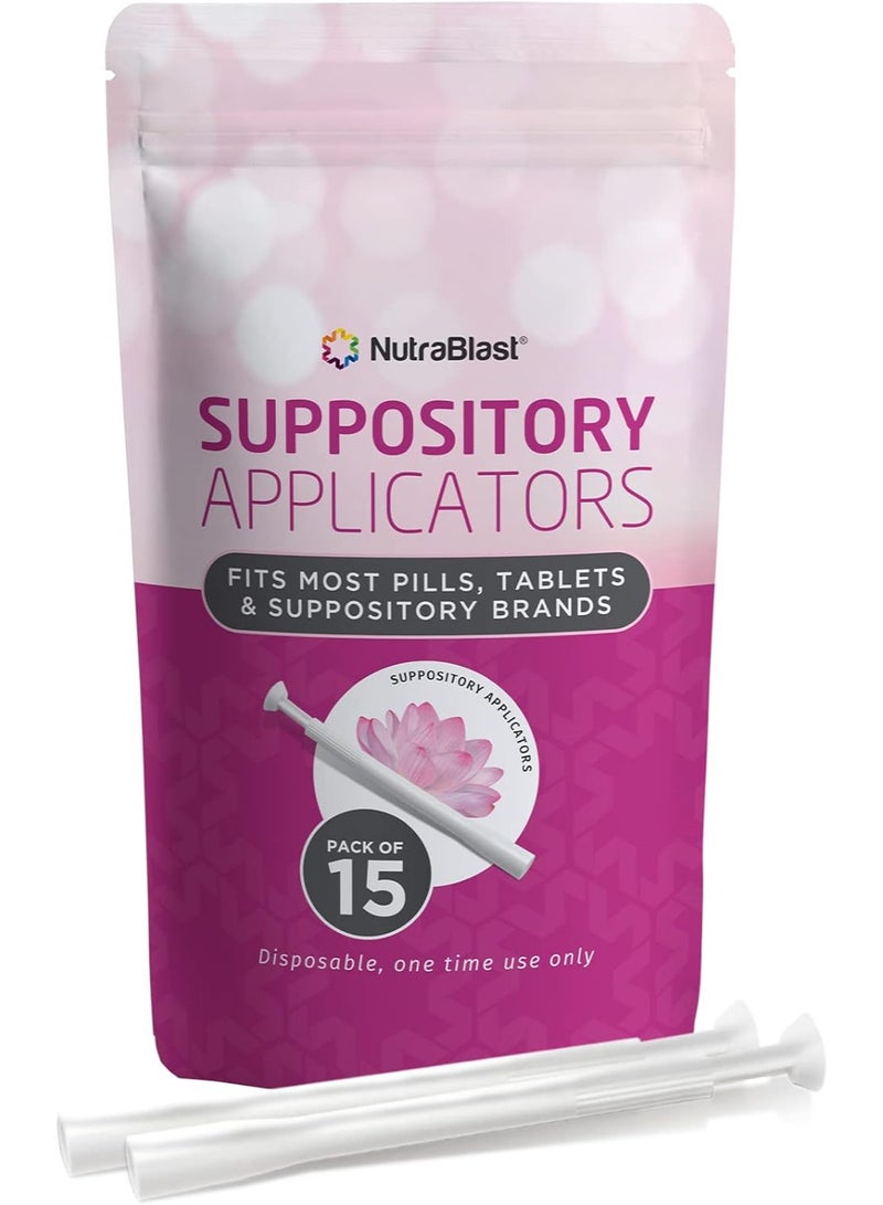 NutraBlast Disposable Suppository Applicators (15-Pack) - Fits Most Brands, Pills, Tablets and Suppositories - Individually Wrapped - Image 1