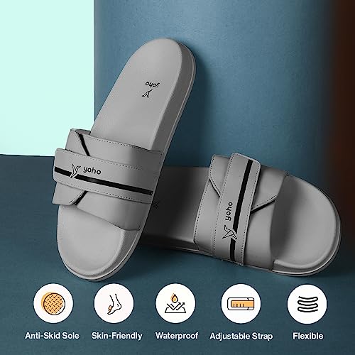 YOHO Drystep slides for men | Water-friendly | Super flexible | adjustable strap | Skin friendly | lightweight and Comfortable stylish sliders slipper for mens - Image 3