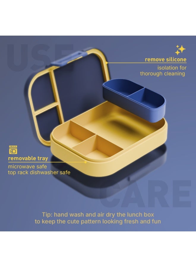 BEOLA Bento Box with 5 Compartments, BPA Free Plastic Lunch Container, Leakproof School Tiffin Lunch Box with Lid, Snack Organizer, Lightweight Food Storage (Pixel Play) - Image 4
