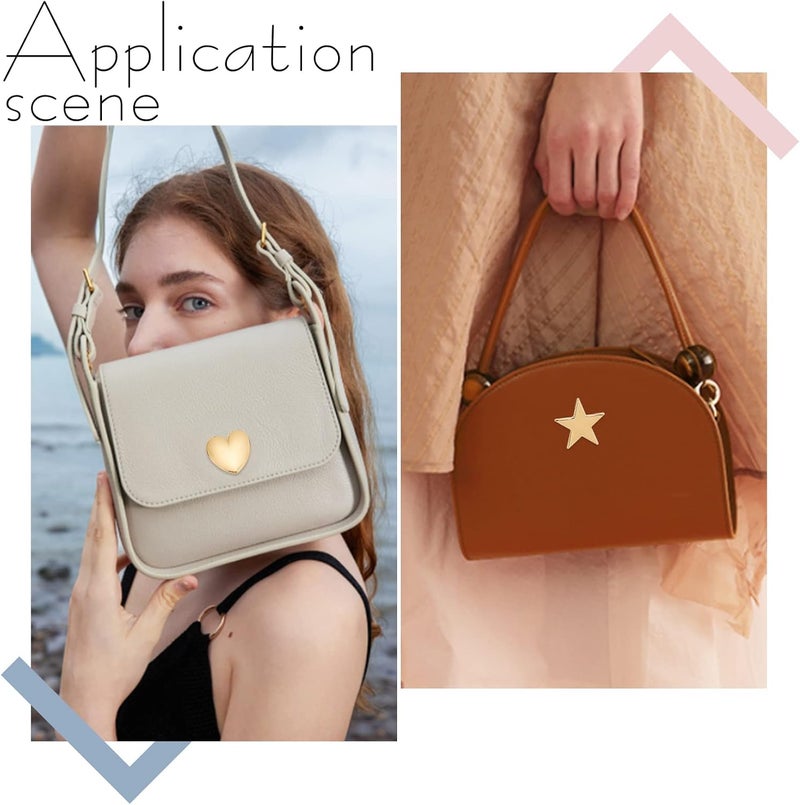 klarako 8 Sets Purse Decoration Clip Buckles, 2 Styles Heart Metal Blank Label Buckles Star Shape DIY Personalized Tag Signs for Clothes Jeans Shoes Bags Decoration Clasp Handmade Crafts Accessories - Image 2