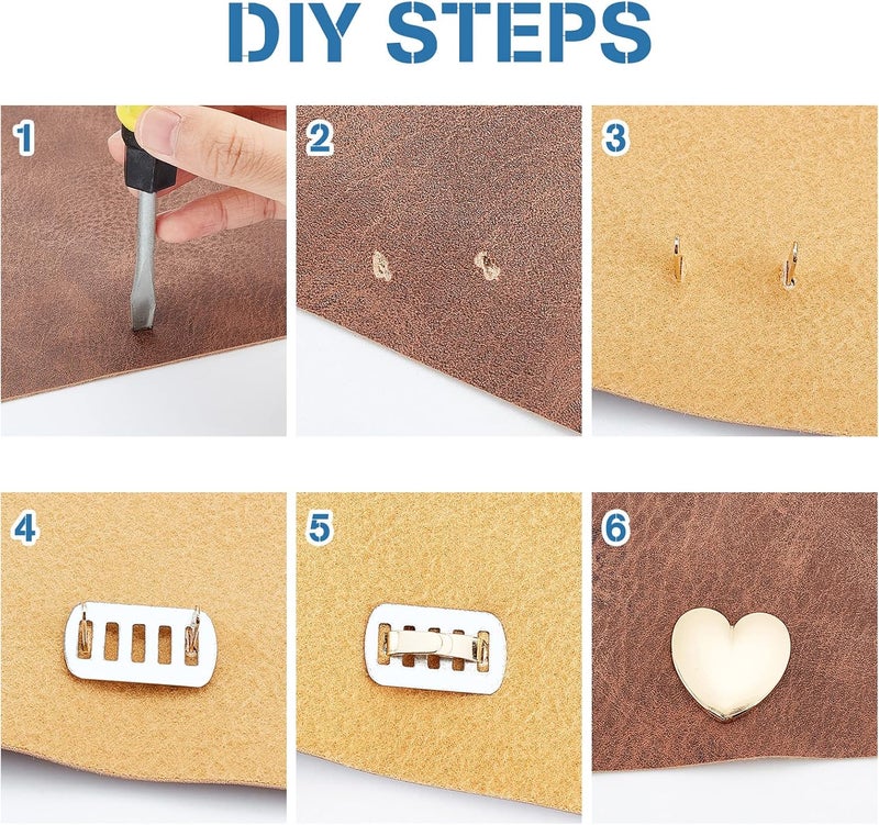 klarako 8 Sets Purse Decoration Clip Buckles, 2 Styles Heart Metal Blank Label Buckles Star Shape DIY Personalized Tag Signs for Clothes Jeans Shoes Bags Decoration Clasp Handmade Crafts Accessories - Image 3