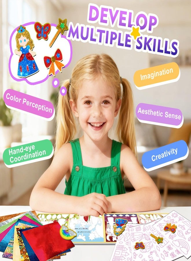 SOOVSY Magnetic Foil Art & Craft Fun Kit for Kids, Princess Foil Story Book with 77 Magnets & 100 Color Sheet, DIY Creative Activity, Travel Toys, Gifts Set for Ages 4, 5, 6, 7, 8, 9 - Image 4