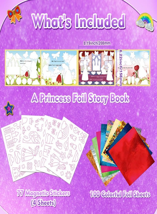 SOOVSY Magnetic Foil Art & Craft Fun Kit for Kids, Princess Foil Story Book with 77 Magnets & 100 Color Sheet, DIY Creative Activity, Travel Toys, Gifts Set for Ages 4, 5, 6, 7, 8, 9 - Image 2