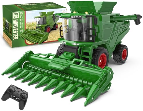 Uarzt Remote Control Combine Harvester Tractor Toy with Corn Head, RC Tractor Toys for Kids 3+, Light/Spray/Sound/1/24 Scale, Farm Toy Combine Harvester for Kids, Christmas Birthday Gift 2025 - Image 1