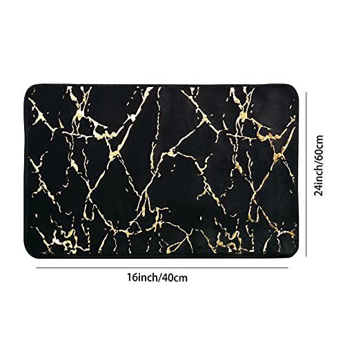 Eanpet Marble Bathroom Rugs Nonslip Black Gold Bathroom Mats Ultra Soft Washable Bath Mats for Bathroom Floor Mats Carpet Water Absorbent Shower Rug Decoration for Bedroom Living Room - Image 2