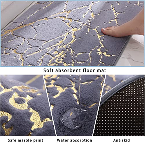 Eanpet Marble Bathroom Rugs Nonslip Black Gold Bathroom Mats Ultra Soft Washable Bath Mats for Bathroom Floor Mats Carpet Water Absorbent Shower Rug Decoration for Bedroom Living Room - Image 3