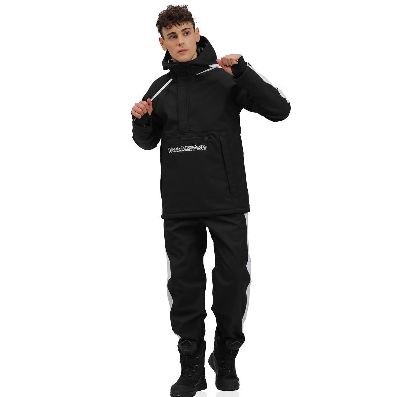 Mens Ski Jacket and Pants Set Waterproof Ski Suits Windproof Insulated Snowsuit Hooded Snowboard Jacket for Winter Sports Medium