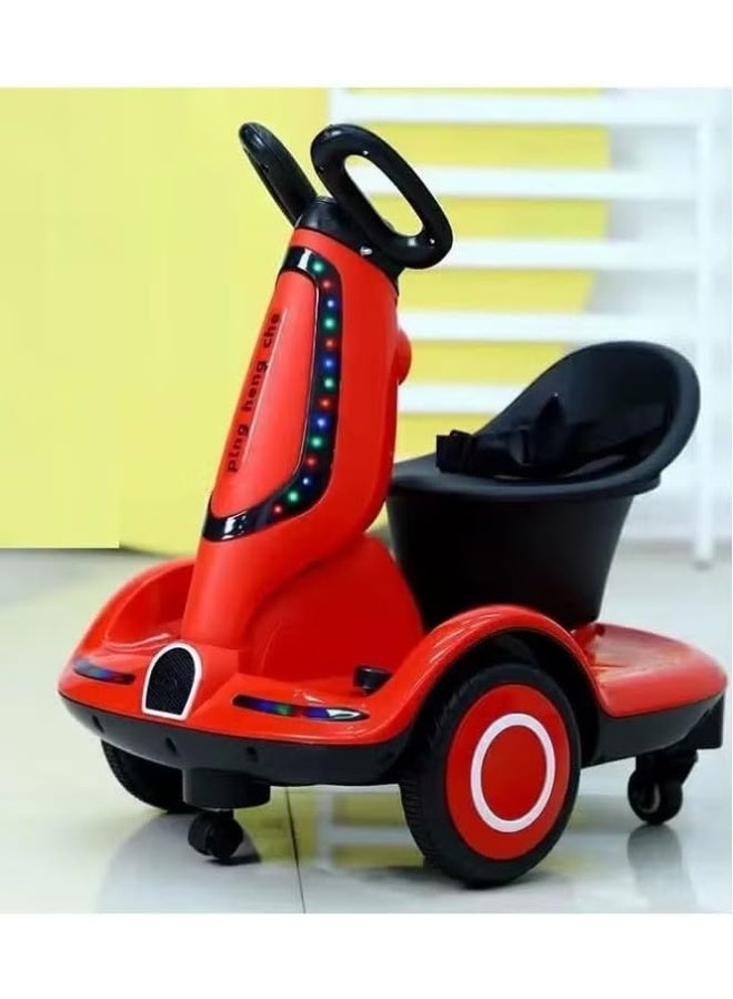 HooToo Smart electric scooter for kids with remote control and music, colorful LED lights - comfortable seat with backrest, smart foot pedal steering system, electric motor at safe speed (5-10 km/h), fast charging (3-5 hours) for up to 2 hours of fun, 4 durable wheels with a balancing system for maximum stability and safety, suitable for children aged 2 to 8 years - ideal for home, gardens, parks and entertainment venues. - Image 1